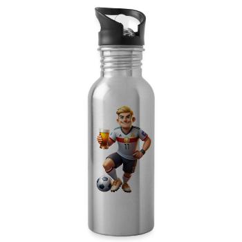 Fußballheld: Jugendliche Dynamik im Meisterporträt - Trinkflasche mit integriertem Trinkhalm - Lightsilver - Rechts