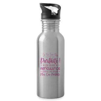 Ein mehr als perfekter Landwirt, ein Traumberuf - Trinkflasche mit integriertem Trinkhalm - Lightsilver - Rechts