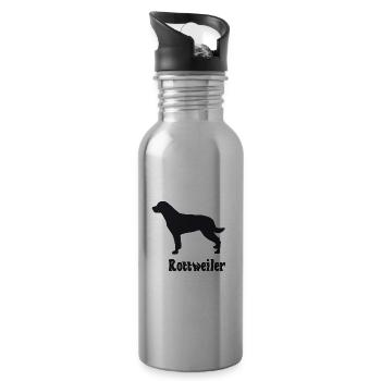 Rottweiler Silhouette - Trinkflasche mit integriertem Trinkhalm - Lightsilver - Rechts