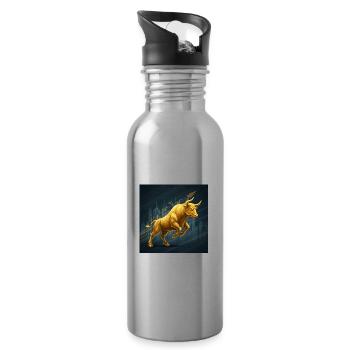 Goldener trading Bulle - Trinkflasche mit integriertem Trinkhalm - Lightsilver - Rechts