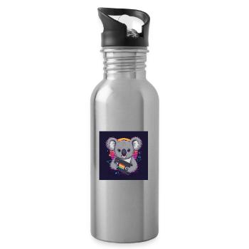 Lustiger Koala mit VHS - 80er Vibes - Trinkflasche mit integriertem Trinkhalm - Lightsilver - Rechts