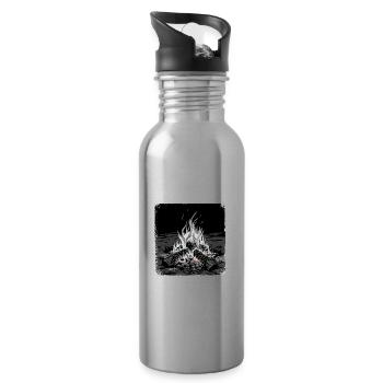 Magical moments around the campfire: warmth, stories - Water bottle with straw - silver - Right