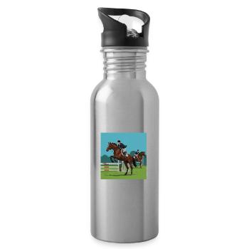 Experience the fascination of show jumping - Water bottle with straw - silver - Right