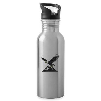 Majesty of the Skies: The World of Eagles - Water bottle with straw - silver - Right