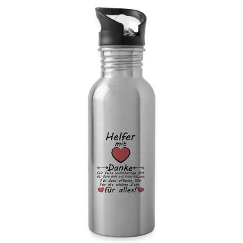 Danke für deine helfende Hand für Helfer mit Herz - Trinkflasche mit integriertem Trinkhalm - Lightsilver - Rechts