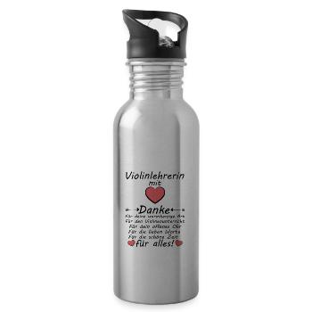 Violinlehrerin Danke Dankschön sagen zum Abschied - Trinkflasche mit integriertem Trinkhalm - Lightsilver - Rechts