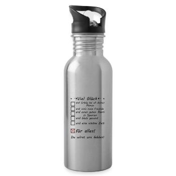 nach Spanien Auswandern für Auswanderer Abschied - Trinkflasche mit integriertem Trinkhalm - Lightsilver - Rechts
