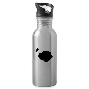 Bullmastiff mit Schmetterling - Trinkflasche mit integriertem Trinkhalm - Lightsilver - Rechts