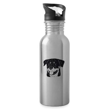 Rottweiler - Trinkflasche mit integriertem Trinkhalm - Lightsilver - Rechts