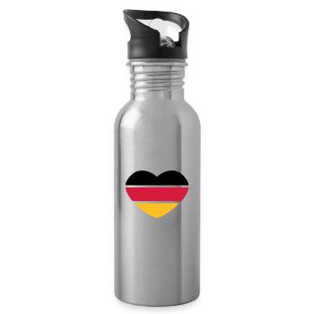 Herz 3 couleurs - Noir Rouge Or - France - Gourde avec paille intégrée - argent clair - Droite
