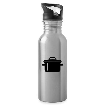 kochtopf Symbol - Trinkflasche mit integriertem Trinkhalm - Lightsilver - Rechts