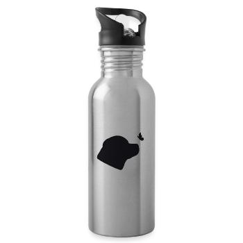 Rottweiler mit Schmetterling - Trinkflasche mit integriertem Trinkhalm - Lightsilver - Rechts