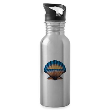 Muschel Strand Szene Serene Ozean Landschaft - Trinkflasche mit integriertem Trinkhalm - Lightsilver - Rechts