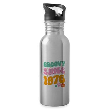 Groovy Hippie depuis 1976 - Gourde avec paille intégrée - argent clair - Droite