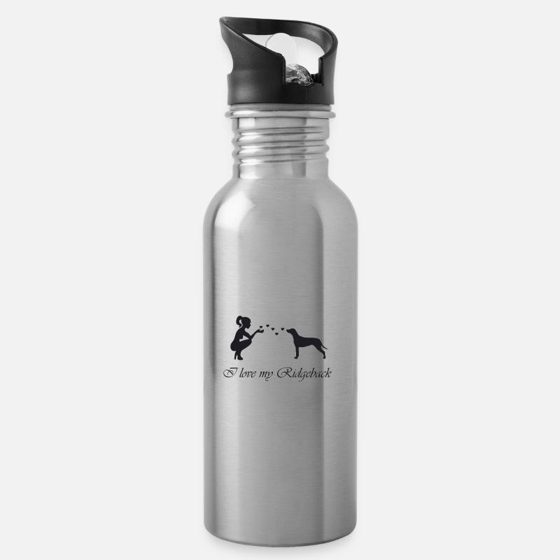 Rhodesian Ridgeback mit Frau - Trinkflasche mit integriertem Trinkhalm - Lightsilver