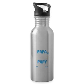 Ich habe zwei Titel: Papa und Opa - Trinkflasche mit integriertem Trinkhalm - Lightsilver - Rechts