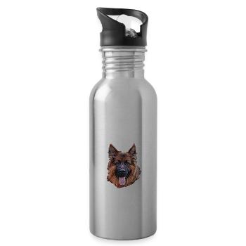 German Shepherd Face - Water bottle with straw - silver - Right