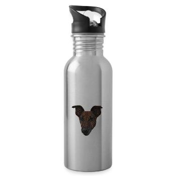Glattes Foxterrier-Gesicht - Trinkflasche mit integriertem Trinkhalm - Lightsilver - Rechts