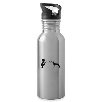 Rhodesian Ridgeback mit Frau - Trinkflasche mit integriertem Trinkhalm - Lightsilver - Rechts