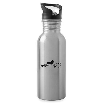 Collie mit Herzschlag - Trinkflasche mit integriertem Trinkhalm - Lightsilver - Rechts