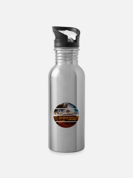 Uluru Australia Ayers Rock - Trinkflasche mit integriertem Trinkhalm - Lightsilver