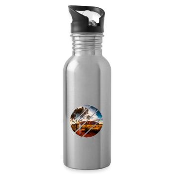 Uluru Australia Ayers Rock Aborigine - Water bottle with straw - silver - Right