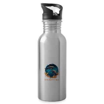 Great Barrier Reef Dolphins - Trinkflasche mit integriertem Trinkhalm - Lightsilver - Rechts