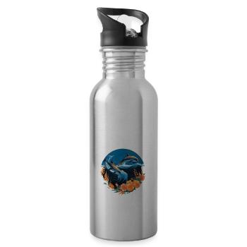 Dauphins en fleurs - Gourde avec paille intégrée - argent clair - Droite