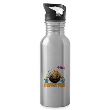 Just a Girl who Loves PUFFER FISH - Trinkflasche mit integriertem Trinkhalm - Lightsilver - Rechts
