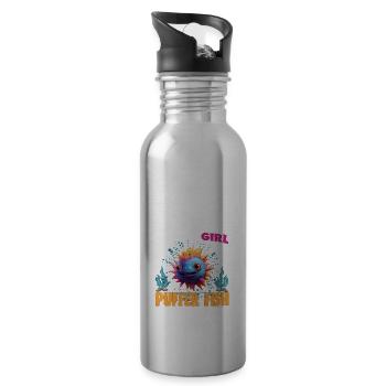 Just a Girl who Loves PUFFER FISH - Trinkflasche mit integriertem Trinkhalm - Lightsilver - Rechts