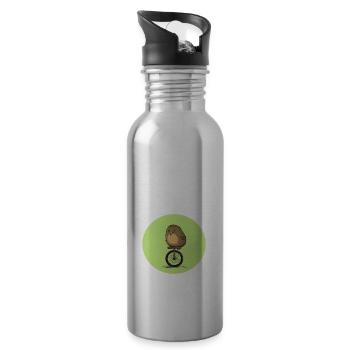 Kiwi Bird auf dem Einrad - Trinkflasche mit integriertem Trinkhalm - Lightsilver - Rechts