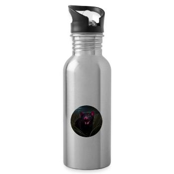 Tasmanian devil in the grass - Water bottle with straw - silver - Right