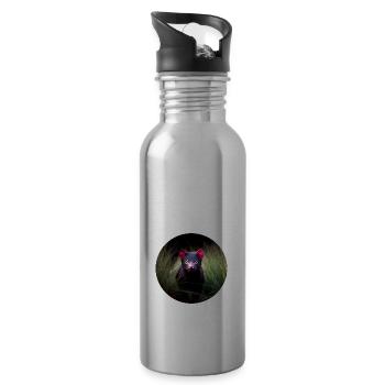 Lauernder Tasmanischer Teufel - Trinkflasche mit integriertem Trinkhalm - Lightsilver - Rechts
