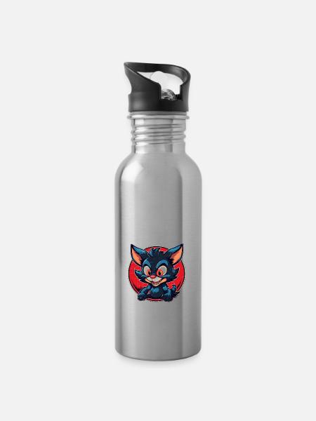 Super mignon tasmanian Devil style rétro - Gourde avec paille intégrée - argent clair
