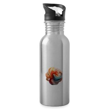 Minimalistic Abstract Art Design - Trinkflasche mit integriertem Trinkhalm - Lightsilver - Rechts