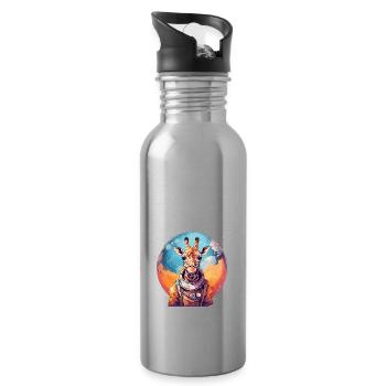 Giraffe - Trinkflasche mit integriertem Trinkhalm - Lightsilver - Rechts