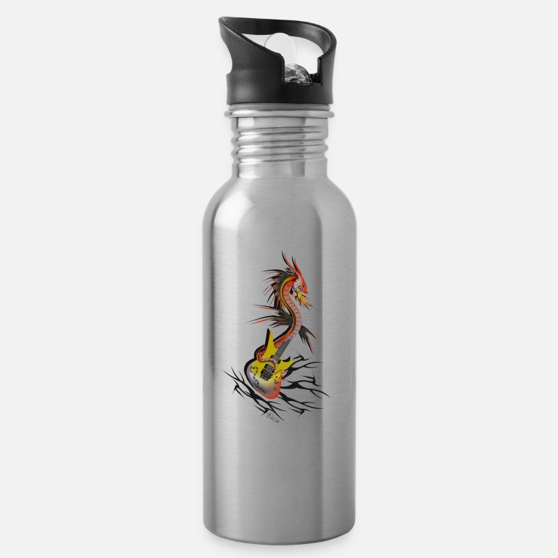 Guitar Dragon - Gourde avec paille intégrée - argent clair