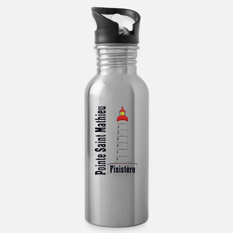 St Matthieu Leuchtturm - Trinkflasche mit integriertem Trinkhalm - Lightsilver
