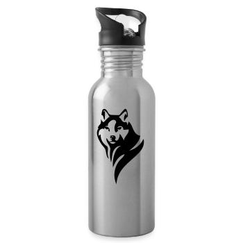 Wolf - Water bottle with straw - silver - Right