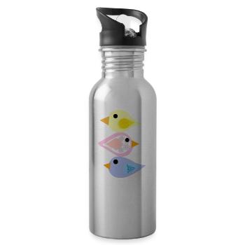 birds - Water bottle with straw - silver - Right