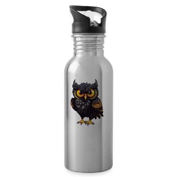 Owl Animal - Water bottle with straw - silver - Right