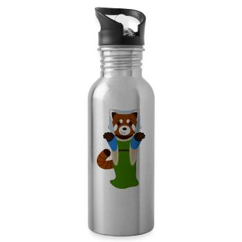 Red panda dressed as a Renaissance woman - Water bottle with straw - silver - Right