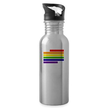 Love wins Regenbogen Flagge LGBT Gay Pride - Trinkflasche mit integriertem Trinkhalm - Lightsilver - Rechts