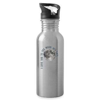 Papa I Love You To The Moon And Back - Trinkflasche mit integriertem Trinkhalm - Lightsilver - Rechts