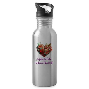 Auf dass die Liebe in deinem Leben bleibt - Trinkflasche mit integriertem Trinkhalm - Lightsilver - Rechts