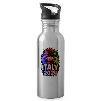 Italy 2024 Holiday Colorful - Water bottle with straw - silver - Right