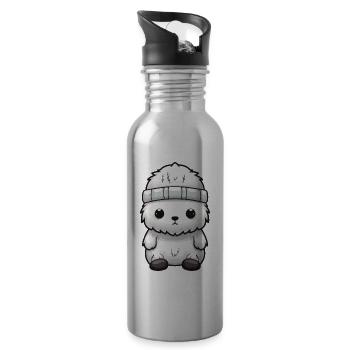 Polar Bear Animal Baby Comic Polar Bear - Water bottle with straw - silver - Right