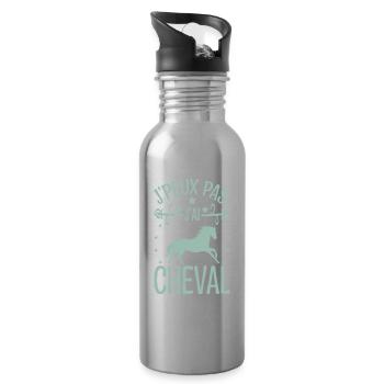 Ich kann kein Pferd haben - Trinkflasche mit integriertem Trinkhalm - Lightsilver - Rechts