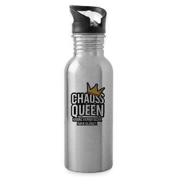 Chaos Queen. Krone verrutscht, aber glänzt. - Trinkflasche mit integriertem Trinkhalm - Lightsilver - Rechts