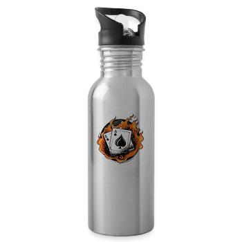 Karten Poker Spielen - Trinkflasche mit integriertem Trinkhalm - Lightsilver - Rechts